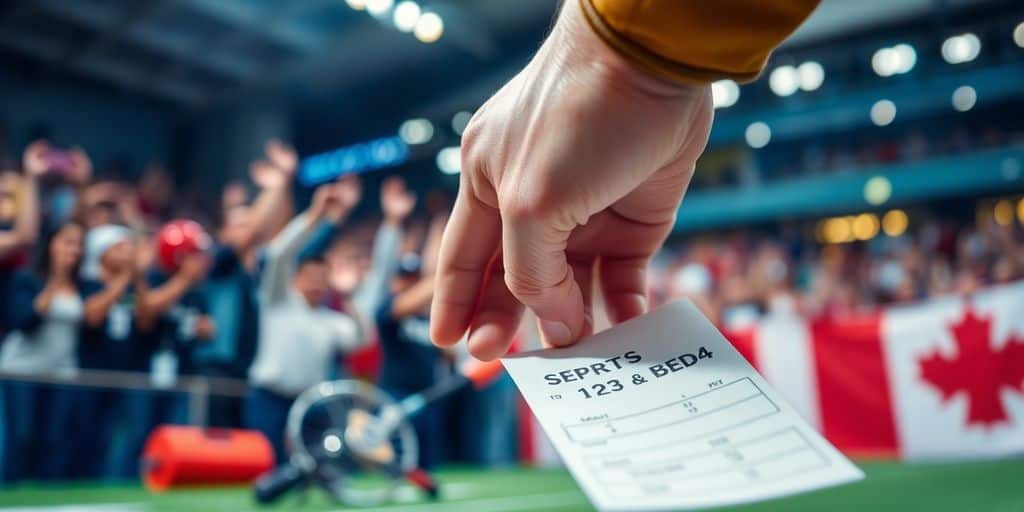 A hand placing a bet at a sports event.