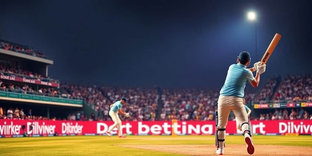 Cricket players in action during a live match.