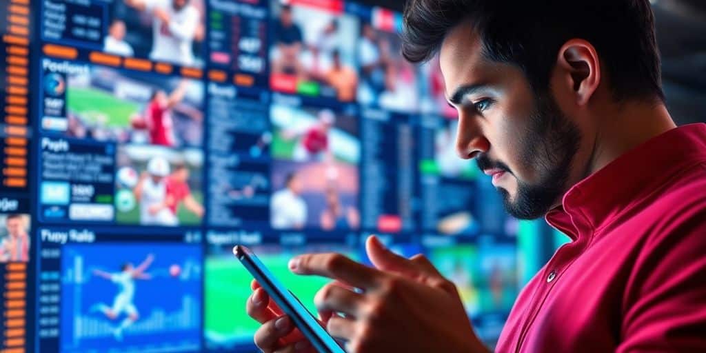 Person betting on sports using a smartphone in excitement.