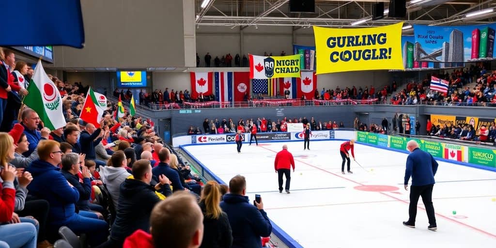 Fans cheering at the 2025 Curling Canada Mixed Doubles Trials.