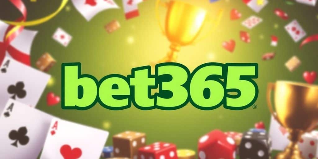 Vibrant bet365 logo with sports betting elements background.