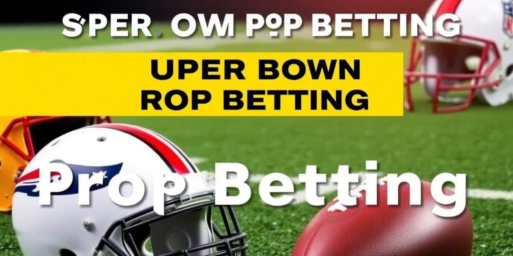 Football gear and field representing Super Bowl prop bets.