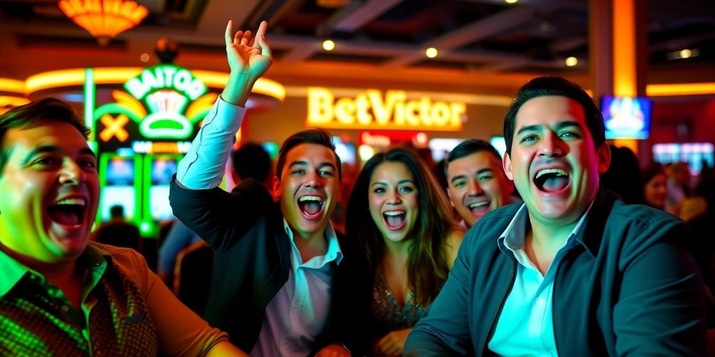 Players enjoying BetVictor in a lively casino setting.
