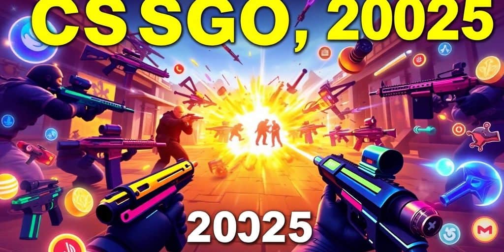Exciting CSGO gameplay with colorful weapon skins.