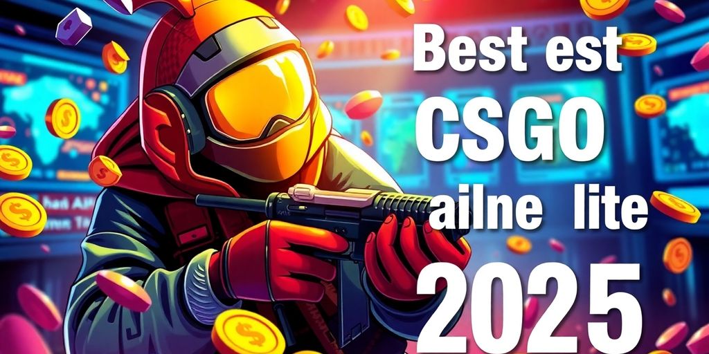 CSGO character in action with gaming elements and currency.