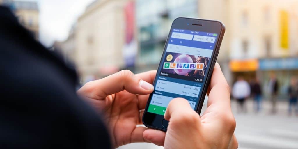 Person using smartphone for mobile betting on the go.