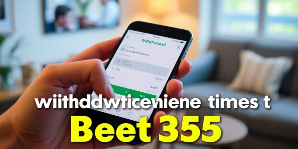 Hand holding smartphone with Bet365 withdrawal screen.