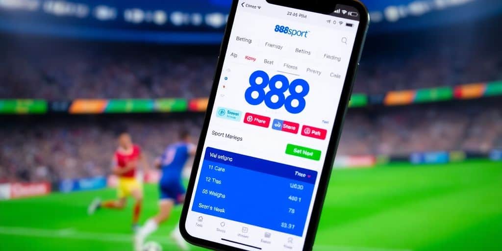 A smartphone with 888sport betting app on screen.