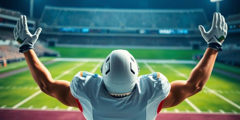 Football player celebrates on field