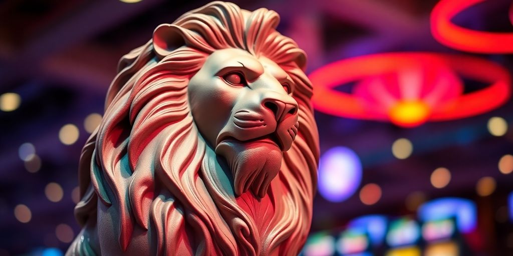 Lion statue, sports betting, Ontario casino.