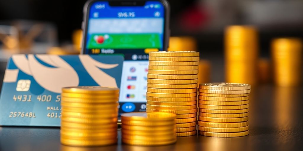 Coins, cards, and sports betting interface.
