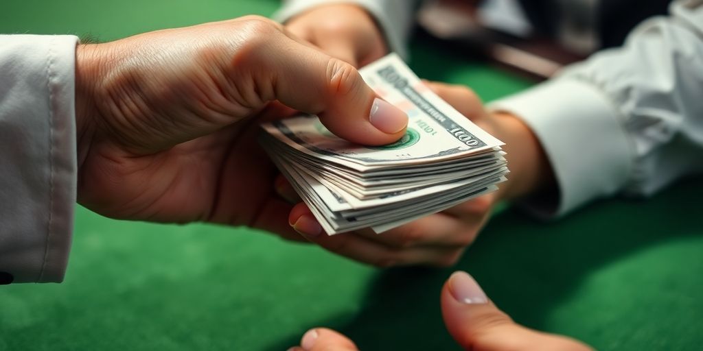 Hand receiving money, early payout concept.