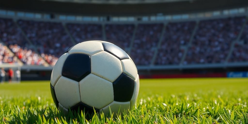 Soccer ball on green field.