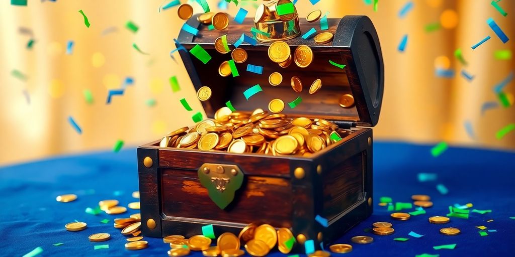 FanDuel bonus, golden coins, confetti, celebratory atmosphere.