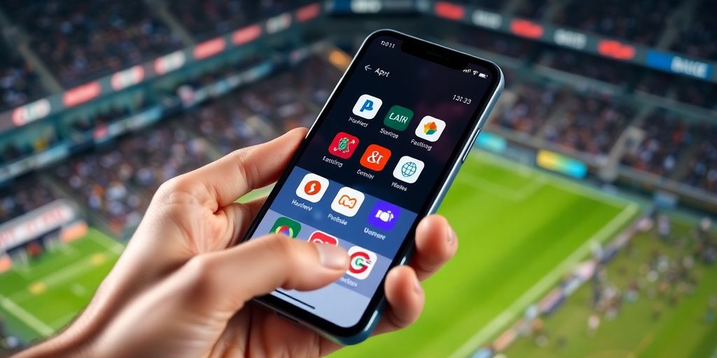 Smartphone displaying various sports betting apps.