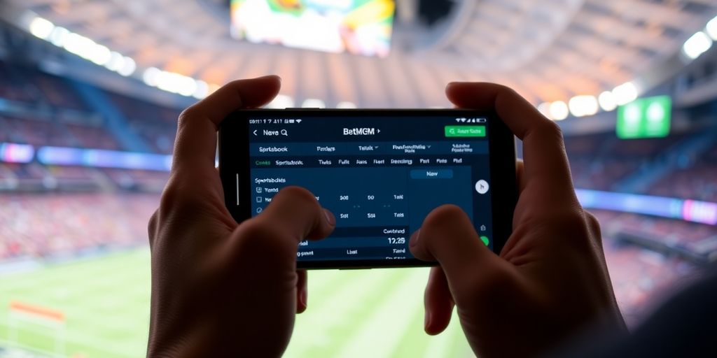 A BetMGM sportsbook player on a smartphone.