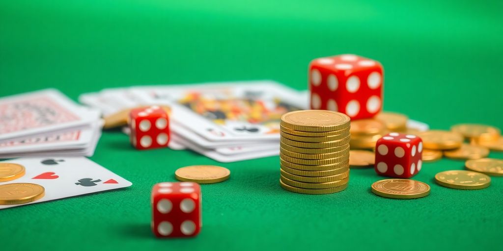 Coins, cards, and dice for free bet.