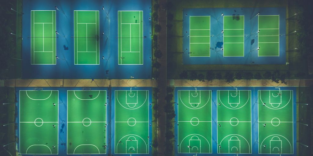 sports field illustration with text overlay