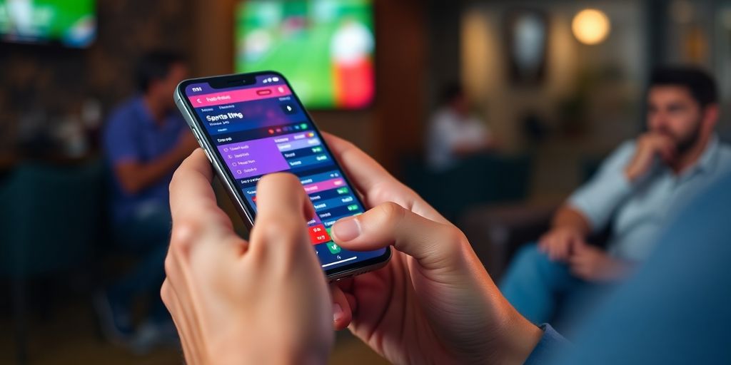 Person using phone to bet on sports.
