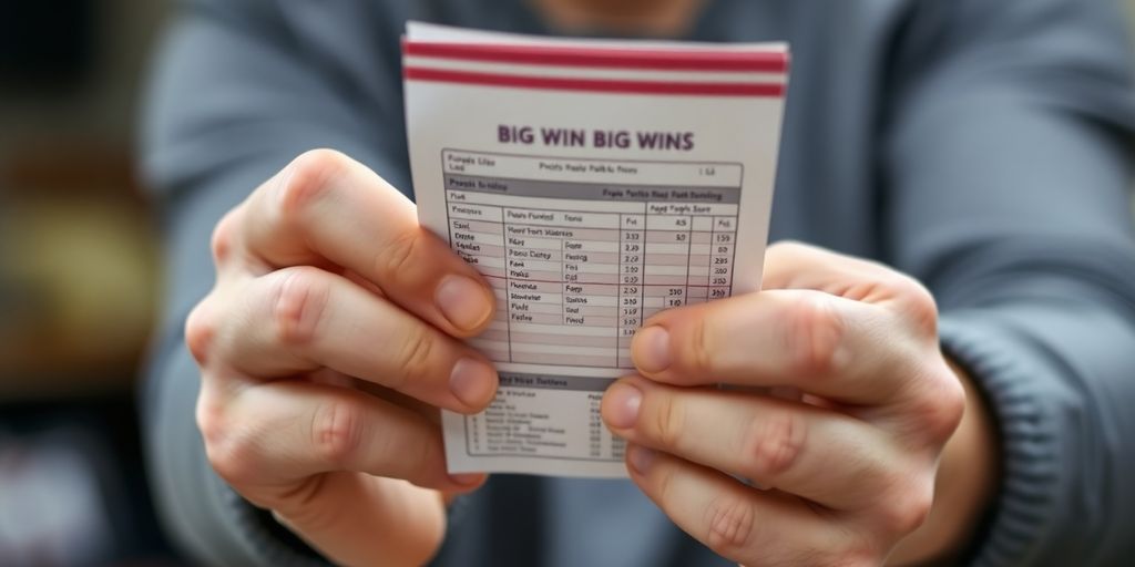 Happy person holding winning sports betting slip.