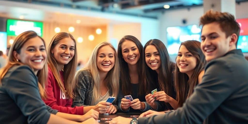 Young adults celebrating legally gambling