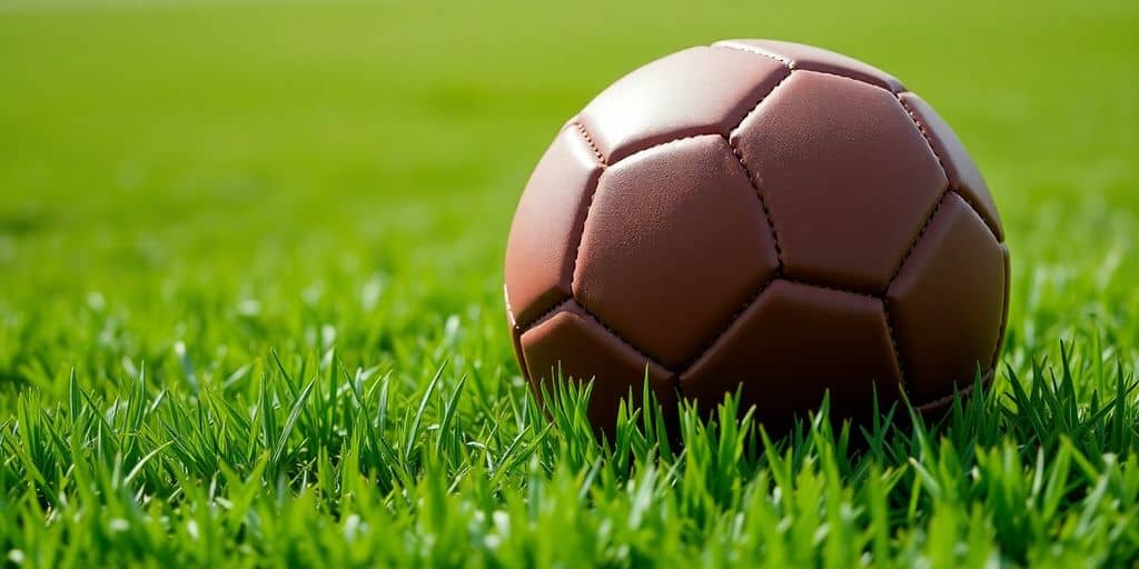 Soccer ball on a vibrant green pitch.
