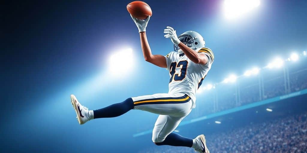 Football player celebrating a touchdown.
