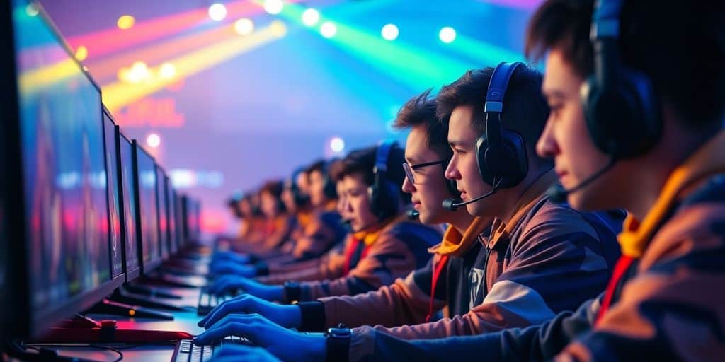 Esports players engaged in a live tournament gaming session.