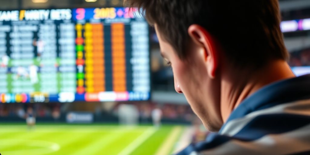 Man looking frustrated at sports betting outcomes.