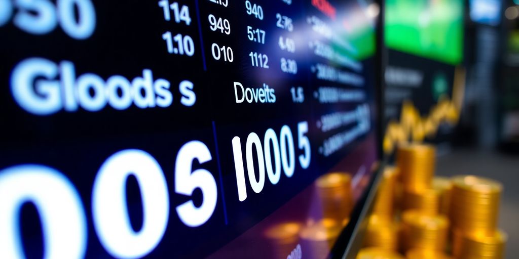 Sports betting odds and financial gains.