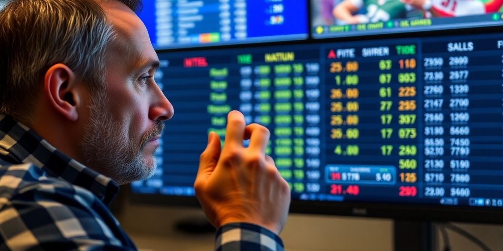 Sports bettor calculating winning odds