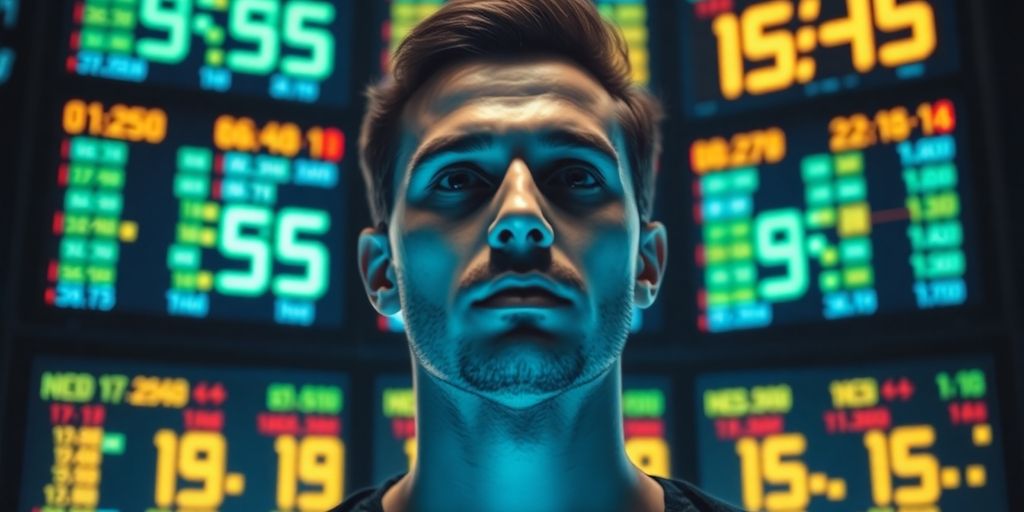 Sports bettor comparing different odds on screens.