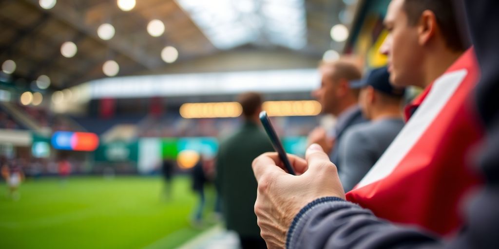 Sports betting action with blurred background.