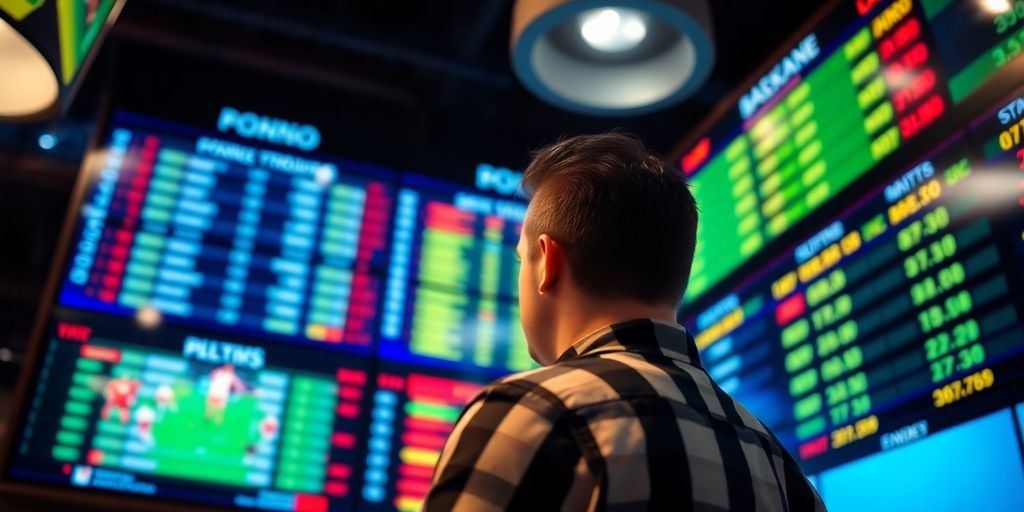 Sports bettor examining diverse betting odds on a screen.